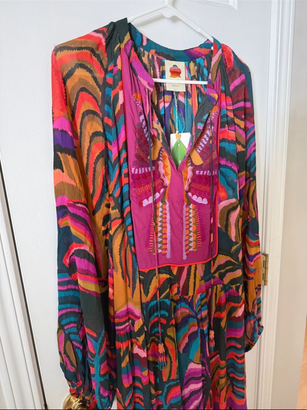 FARM RIO Dynamic Foliage Embroidered Maxi Dress Size XL - Picture 4 of 16